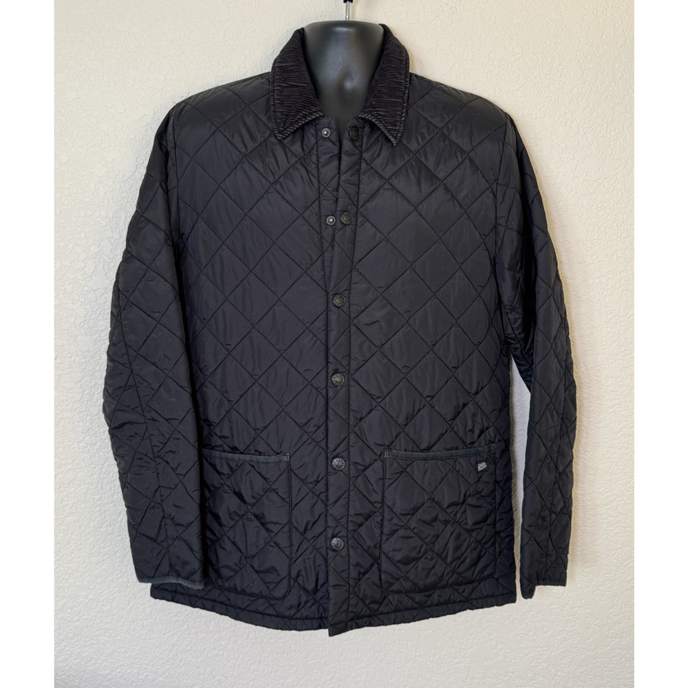 Deus Ex Machina Black Jacket Lg Button Front Corduroy Collar Chore Barn Workwear